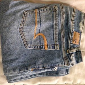 Distressed American Eagle artist jeans.